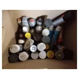 / Totes and a box of lubricants fluid, paint and more