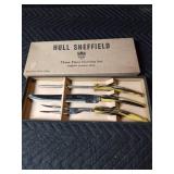 Czecklos Slovakian ashtrays, license plate, military toy metal cannon, Shefield carving set and more