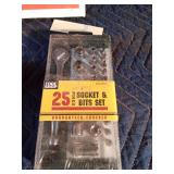 New laser level, right angle riveter kit, 25pc socket set, 166ft reel tape measure