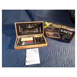 X-Acto deluxe craft tool set in wood case with manual