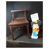 Vintage end table and Mickey Mouse Toilet paper holder