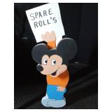 Vintage end table and Mickey Mouse Toilet paper holder