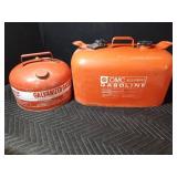 2) 2 1/2 gal gas cans and 5 gal. OMC gas can, boat gas tank
