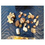 Agates & rocks, decorative push pins, vintag3e buttons & dice