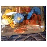 Agates & rocks, decorative push pins, vintag3e buttons & dice