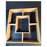Wall shelves, basket, shells, 1960