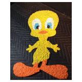 Vintage Tweety Bird melted plastic popcorn wall hanging