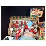 3 boxes of Christmas light bulbs, lights, garland and more