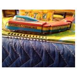 Vintage Automatic Toy Co. tin "Mystery Union Station" train set with original box