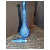Vintage Mid-century Modern Italian Emboli glass genie decanter and purple glass bowl