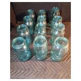 12 blue Ball jars