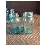 12 blue Ball jars