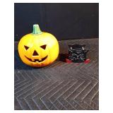 Halloween pumpkin candle holder and black cat box