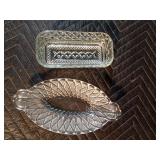 8pcs clear glass serving dishes and 4 glass stemmed glasses
