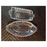 8pcs clear glass serving dishes and 4 glass stemmed glasses
