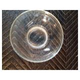 8pcs clear glass serving dishes and 4 glass stemmed glasses