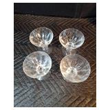 8pcs clear glass serving dishes and 4 glass stemmed glasses