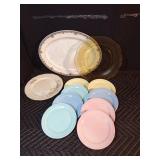 8 Lu-Ray pastels USA, yellow serving tray and decorative plate