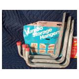 Jumbo storage hangers, utility brackets and garden tool organizer.