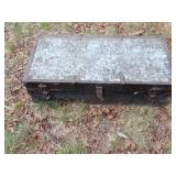 Metal chest with vintage tools