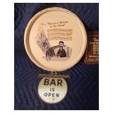 8 Vintage Grainbelt mugs, funny signs and tray