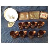 8 Vintage Grainbelt mugs, funny signs and tray
