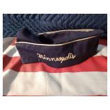 Vintage American Legion Garrison cap and 2 vintage Beanie caps and American flag