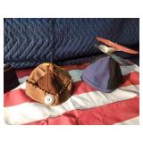 Vintage American Legion Garrison cap and 2 vintage Beanie caps and American flag
