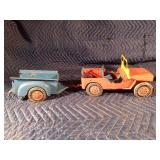 Vintage Louis Marx Willys Jeep and trailer tin toy
