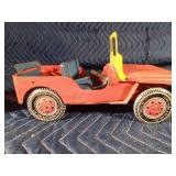 Vintage Louis Marx Willys Jeep and trailer tin toy