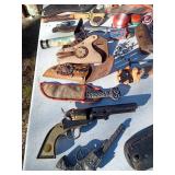 Vintage toys including Gun Smoke belt with holster and gun