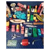 Lot of vintage metal and plastic toys