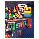 Lot of vintage metal and plastic toys