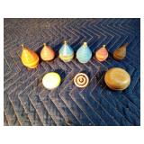 Vintage wood toy tops and yoyos