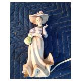 Fancy lady with lamb lamp, boy/geese figurines