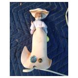 Fancy lady with lamb lamp, boy/geese figurines