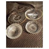 3 Glass bowls and 1 serving plate