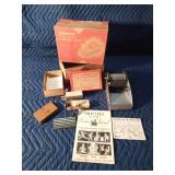 Vintage Superior Cub printing press with supplies and manual in original box