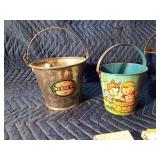 3 Vintage metal pails and vintage card games