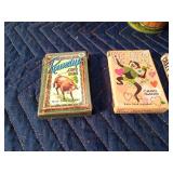 3 Vintage metal pails and vintage card games