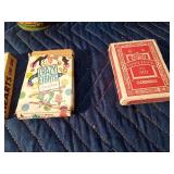 3 Vintage metal pails and vintage card games