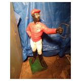 Vintage cast iron/cement lawn Jockey