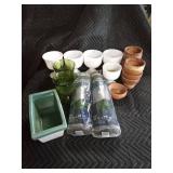 Planters and 2 rolls of lawn chair fabric