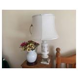 (2) table tops lamps with brass bot...