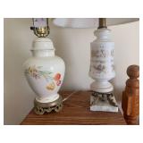(2) table tops lamps with brass bot...