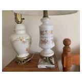 (2) table tops lamps with brass bot...
