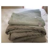 (2) mint green coverlets...