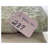 (2) mint green coverlets...