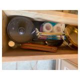 Towels, counter items, scale, waste...