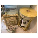 Wood painted table with drawer and ...